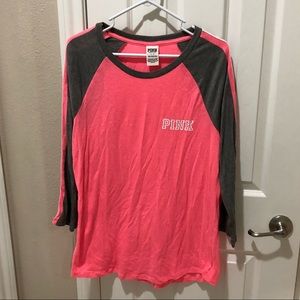 VICTORIA SECRET PINK BASEBALL TEE